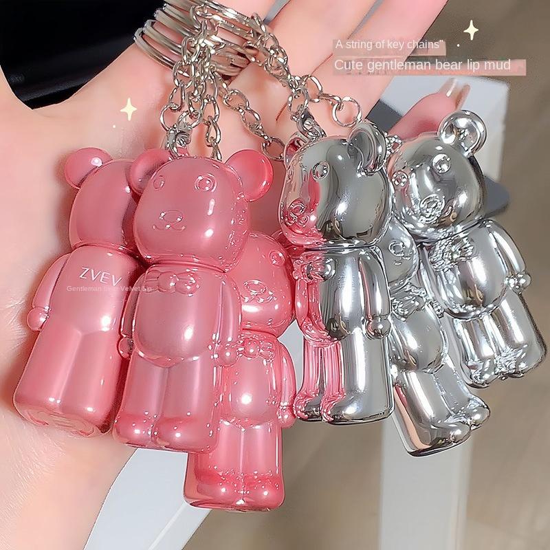 Bär Lip Schlamm Matte Nebligen Samt Lip Glasur Lippenstift Schlüsselanhänger Anhänger Student Party Lippenstift Make-Up Mädchen