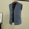 Men Fall Spring Vest Single-breasted V Neck Pockets Slim Fit Sleeveless Cardigan Knitted Solid Color Soft Warm Sweater Waistcoat