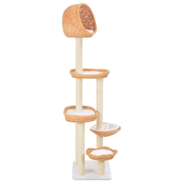 VidaXL Arbre à chat avec griffoir en sisal Naturel Bois de saule