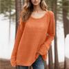 Women's Fashion Loose Lazy Style Round Neck Solid Color Long Sleeve Knitted Sweater