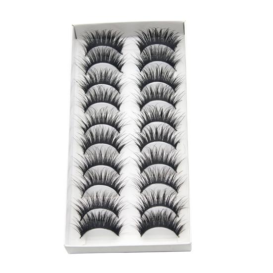 10Pairs False Eyelashes Thick Reusable Synthetic Fiber Naturals Cruelty-Free False Lashes for Daily Life