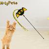 Pet Toys With Bells Halloween Cat Teaser Stick Tassel Interactive Tassel Cat Teaser Pole Black/Purple Plush Christmas