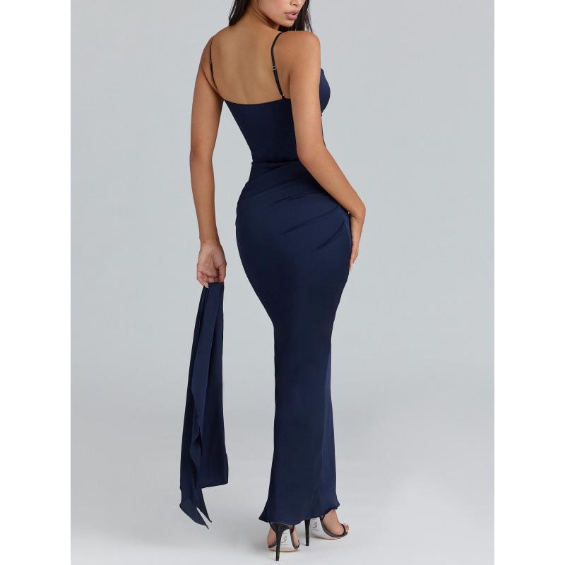 European & American Women's Spaghetti Strap Backless Bodycon Evening Gown - Sexy & Elegant Long Dress