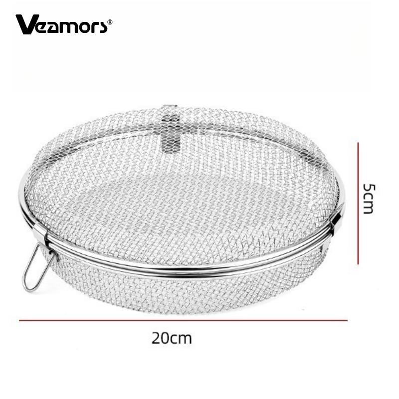 Stainless Steel Round BBQ Grill Basket Portable Lockable Barbecue Mesh Cage Outdoor Camping Picnic Meat Vegetable Seafood Grilling Tool