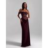2025 Off-Shoulder Kant Strapless Hoge Taille Uitgesneden Lange Effen Jurk