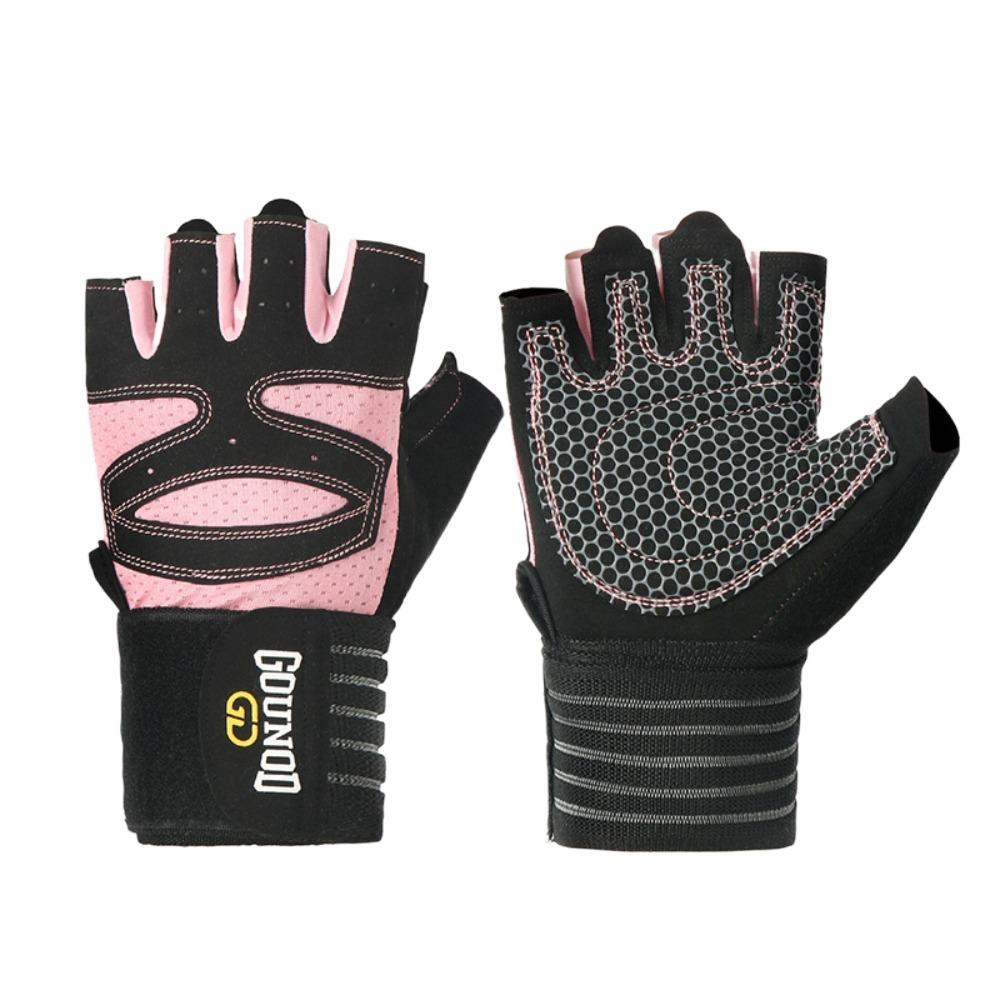 

Curved Open Back Weight Lifting Gloves Non-Slip Fitness Exercise Gloves Power Lifting pink-m