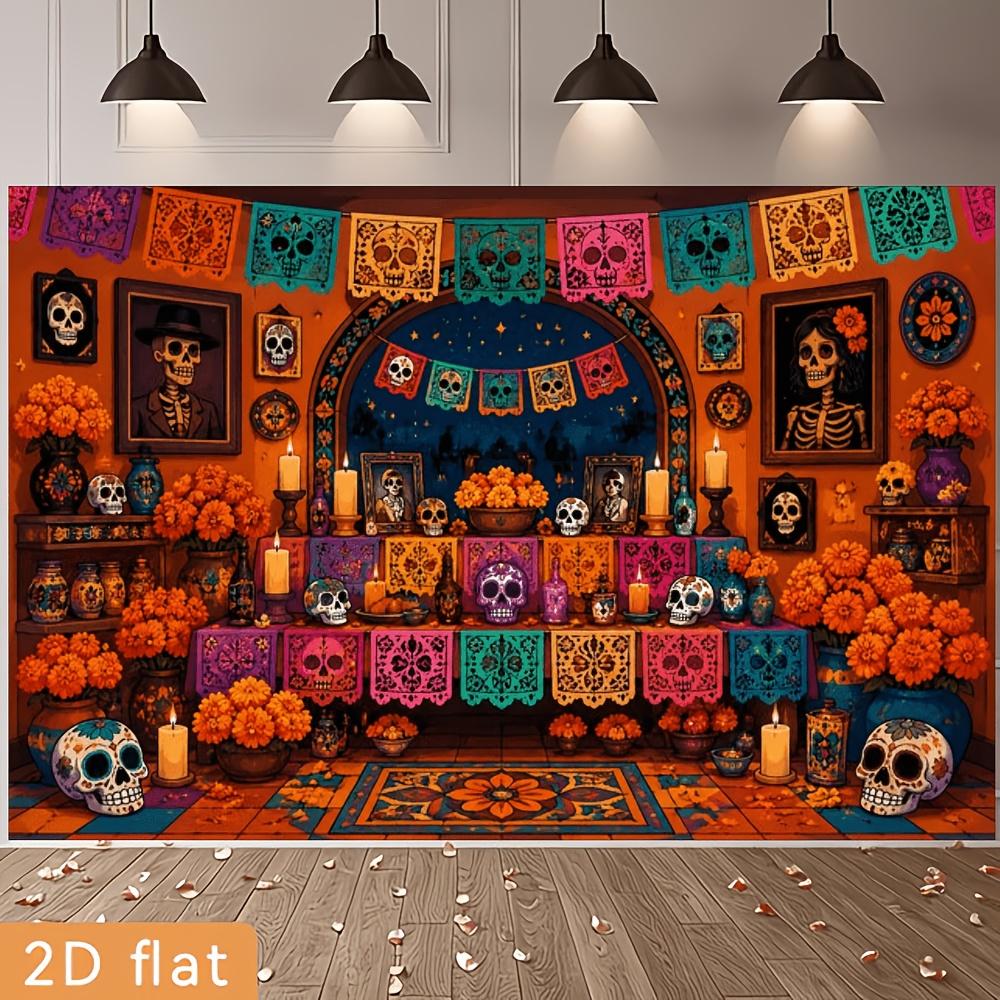 2D planar flag, 2D planar 1 piece 2D flag, Halloween skeleton-themed banner backgroundzyc