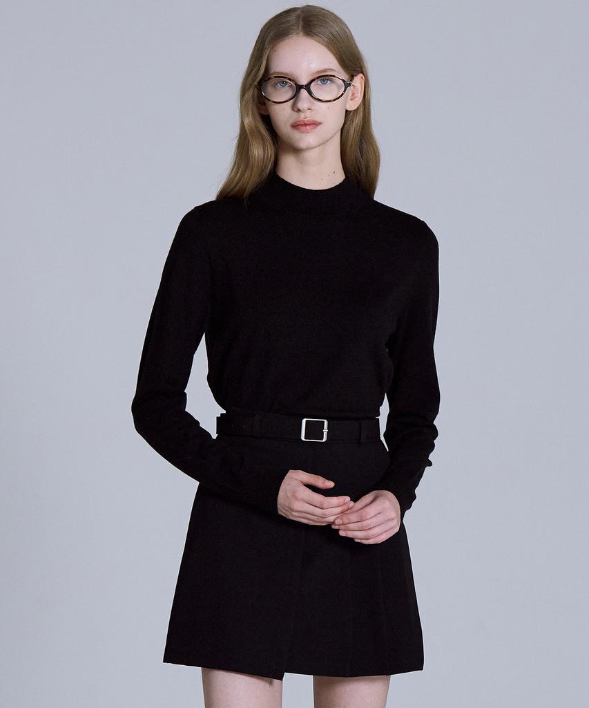 BASIC HOUSE Women'S High-Neck Long-Sleeve Sweater Black Lykt7202