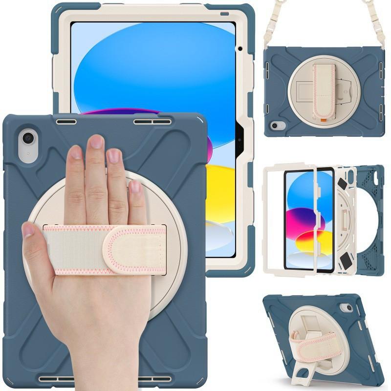 IPad Air 11 13 Protective Case With Rotating Kickstand Shockproof Plastic Cover Multi-Color Options Shoulder Strap