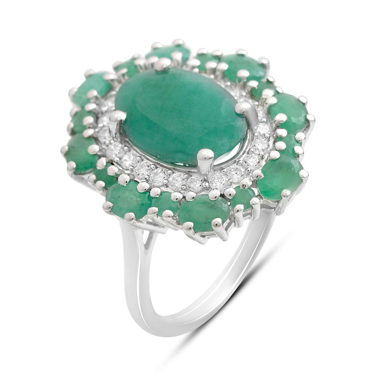 

Silver ring with a natural emerald 5.565ct, item weight 5.56 g (2206309) 17.5 смарагдовий