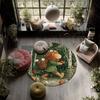 Forest Flower Basket Animals,Round Area Rug,Carpet Rug for Living Room Bedroom Sofa Playroom Decor,Non-slip Floor Mat