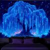 Majestic Blue Willow Tree Tapestry Wall Hanging Starry Night Cosmic Sky Fantasy Art Bedroom Decor Room Poster Print