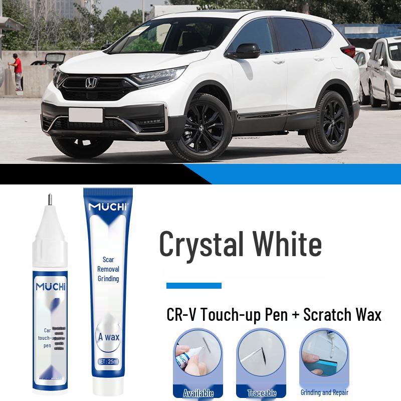 CRV Crystal White Pearl & Black Touch-Up Paint Pen for Car Scratches