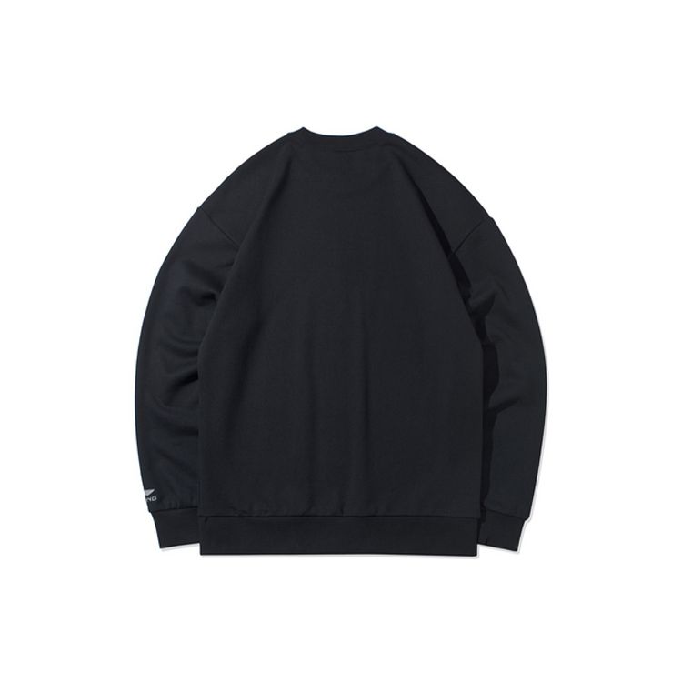 Li Ning Sports Fashion Series Sports Crew Neck Pullover Sweatshirt Men Sweatshirt Black AWDQD01-7