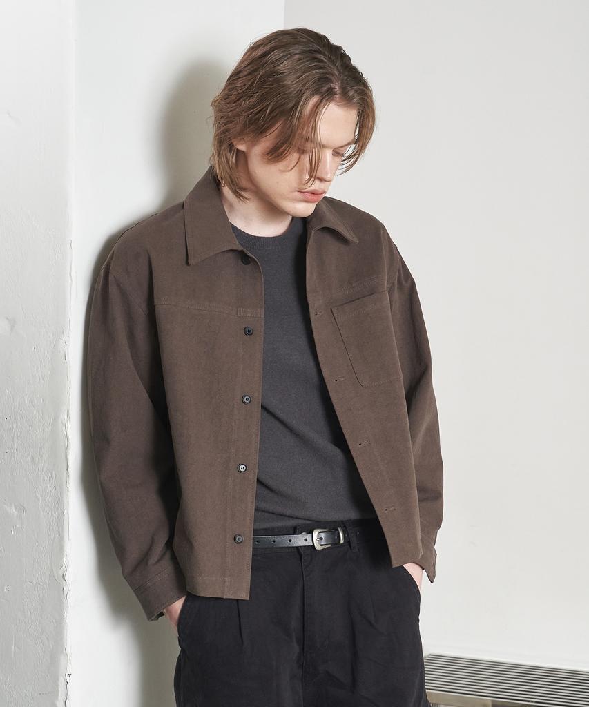 Sperone Peach Washed Crop Shirt Jacket (Brown)