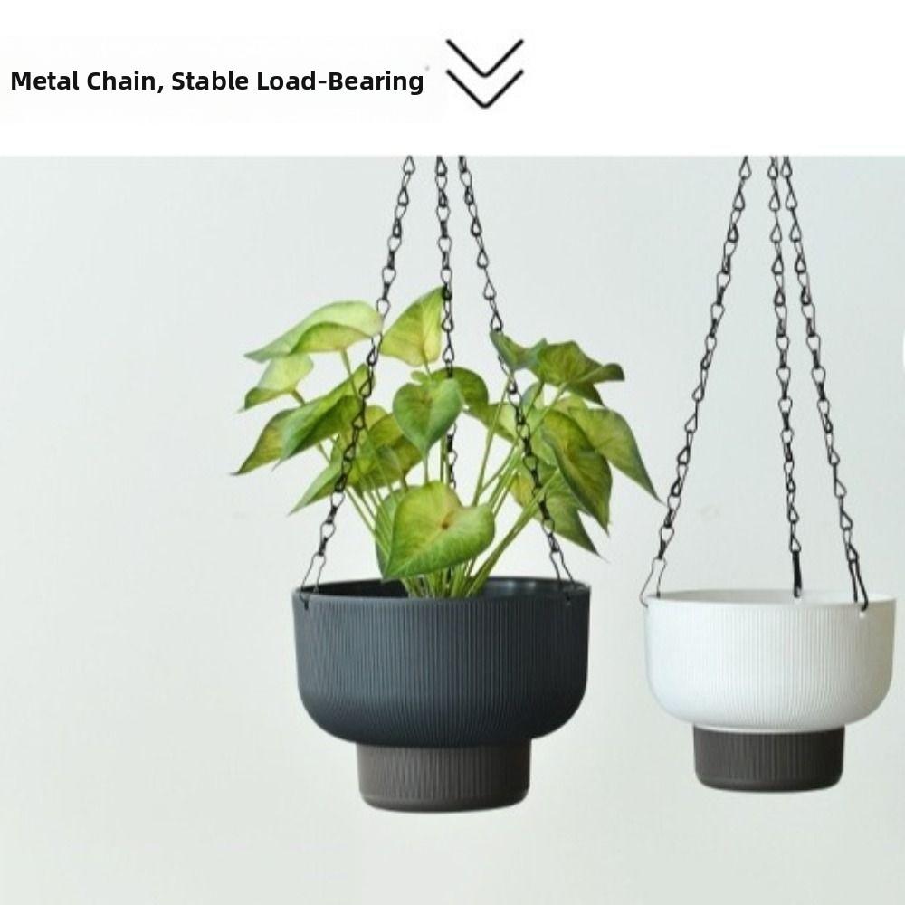 Drainage Self Watering Hanging Planters Chain Hooks Vertical Flowerpot  Indoor Plants