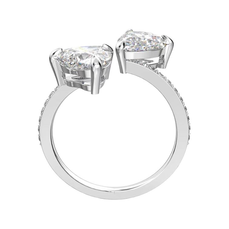 Swarovski Attract Soul Heart Design Crystal Rhodium Plated Ring Women ring Silver 5535191 Box (Random Color),55