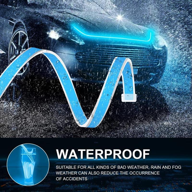 Car Universal Engine Hood Guide Decorative Light Bar 150cm Flexible DRL LED Strip Daytime Running Light Waterproof LED