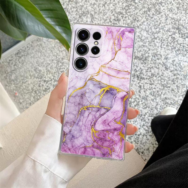 Flowing Color Marble Pattern Phone Case S25Ultra For Samsung Galaxy S25 S24 S23 S21 Ultra S20 FE S22 Plus A35 A55 5G Clear Cover
