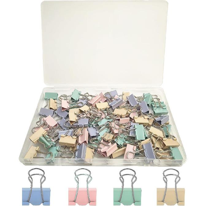 Colored Small Binder Clips,80 Pcs Small Paper Clamps Clips 19mm/0.74inch for Clips Office Supplies School and Home Organization