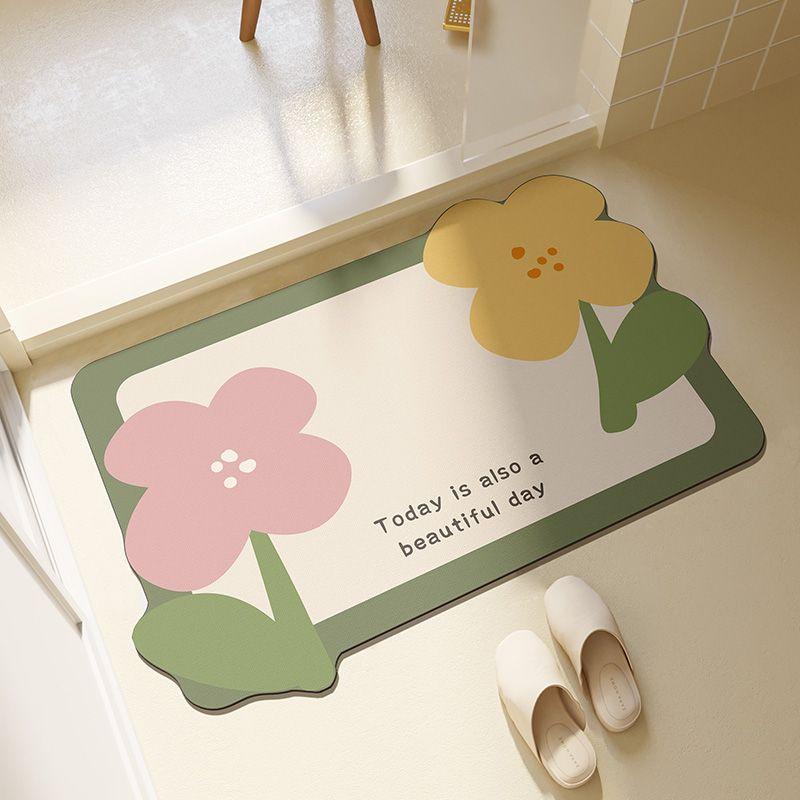 Bathroom absorbent floor mat, toilet diatom mud absorbent mat ins wind resistant dirt non-slip waterproof toilet entry floor mat