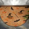 Halloween Costume Dogs Semicircle Doormat Pumpkin Bat Spider Web Non Slip Floor Mat Front Door Holiday Home Decor