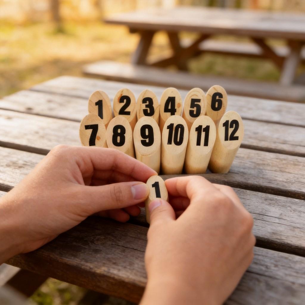 Finland Kubb Wooden Toy Outdoor Childrens Number Bowling Game For Kids