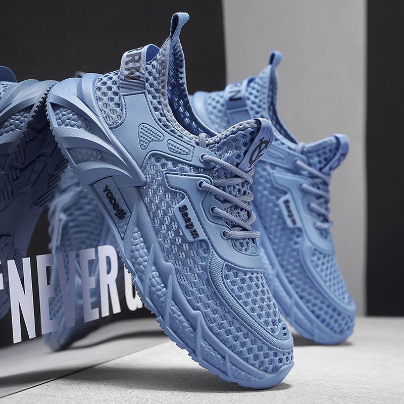 Mesh-Herrenschuhe, Sommer, atmungsaktives Mesh, täglich, vielseitig, lässig, dicke Sohle, einfarbig, Sportstil, neue trendige Herrenschuhe