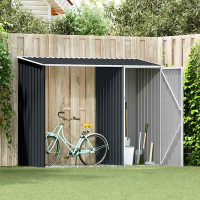 Garden Firewood Storage Unit Anthracite Grey 245 X 98 X 159 Cm Galvanized Steel