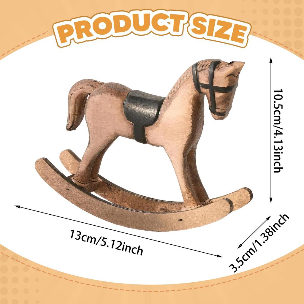 Vintage Wooden Rocking Horse Decor Collectible Retro Decoration Rocking Horse Figurine Wooden Horse Statue for Shelf Bedroom