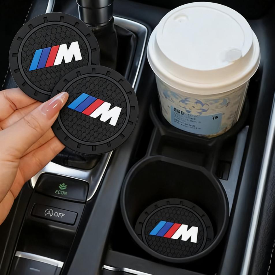 2Pcs For Bmw M Performance E46 E90 E60 F30 F10 E39 F20 pendant Silica Gel Car Coaster Water Cup Anti-slip Pad Auto Accessories RTU1