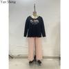 Large Size Pajamas Autumn and Winter Suit Printed Round Neck Long Sleeve Trousers Two-Piece Set Milk Silk Loose Home Clothes