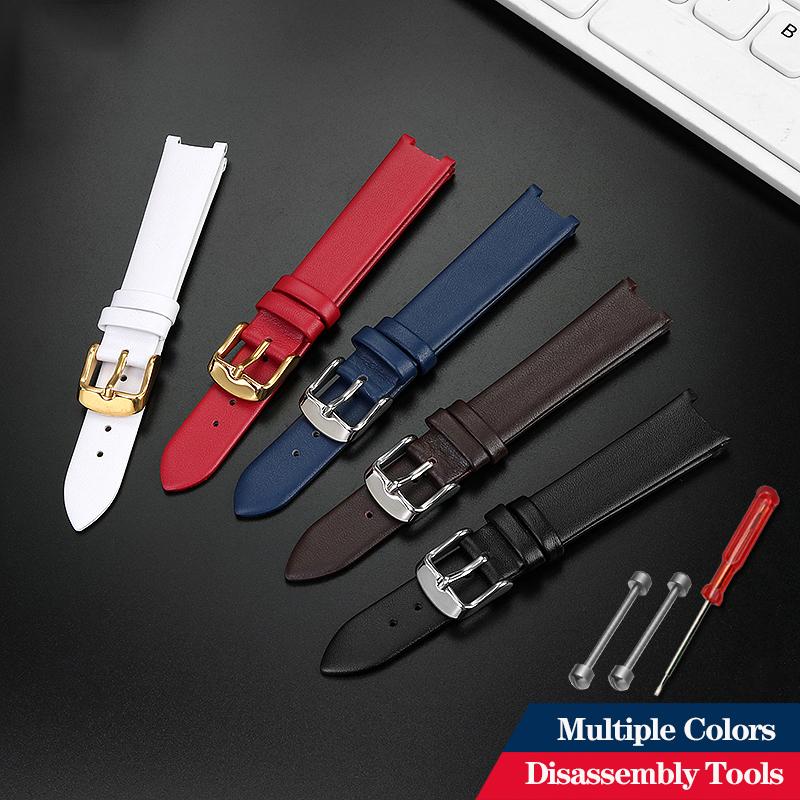 16*10mm Notched Genuine Leather Watchband for Ver-sace Female VERSUS VSP490118 VSPCD2217 Watch Band Strap Bracelet Blue White