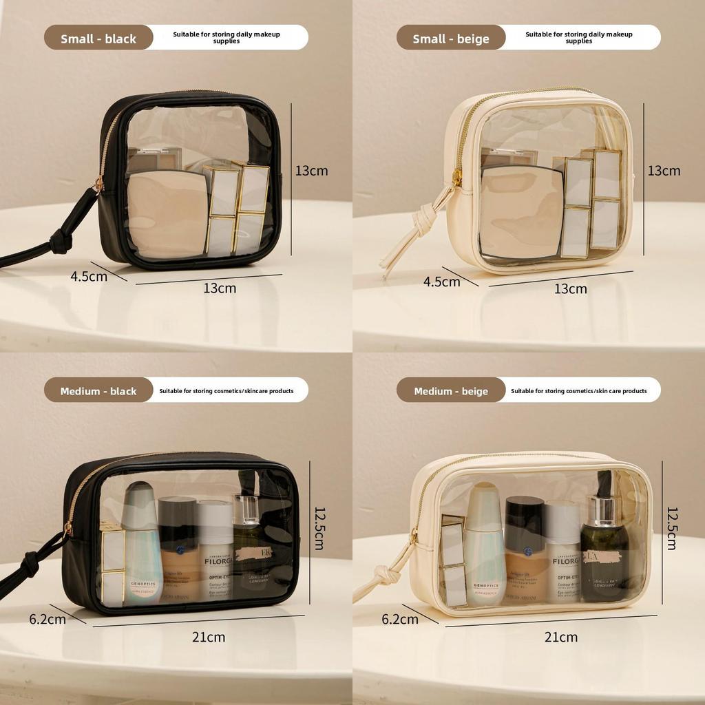 Portable Travel Toiletry Bag With Transparent Pvc Material And Large Capacity For Cosmetic Storage