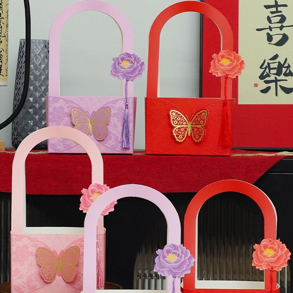 3pcs Portable Butterfly Flower Arrangement Box Paper Bouquet Wrapping Box  Valentine's Day Gift