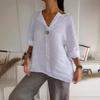 Camicie e Bluse Estive da Donna Top Scollo a V Bottoni T-shirt Casual Manica 3/4 Top Largo Vestibilità Larga Pullover da Donna