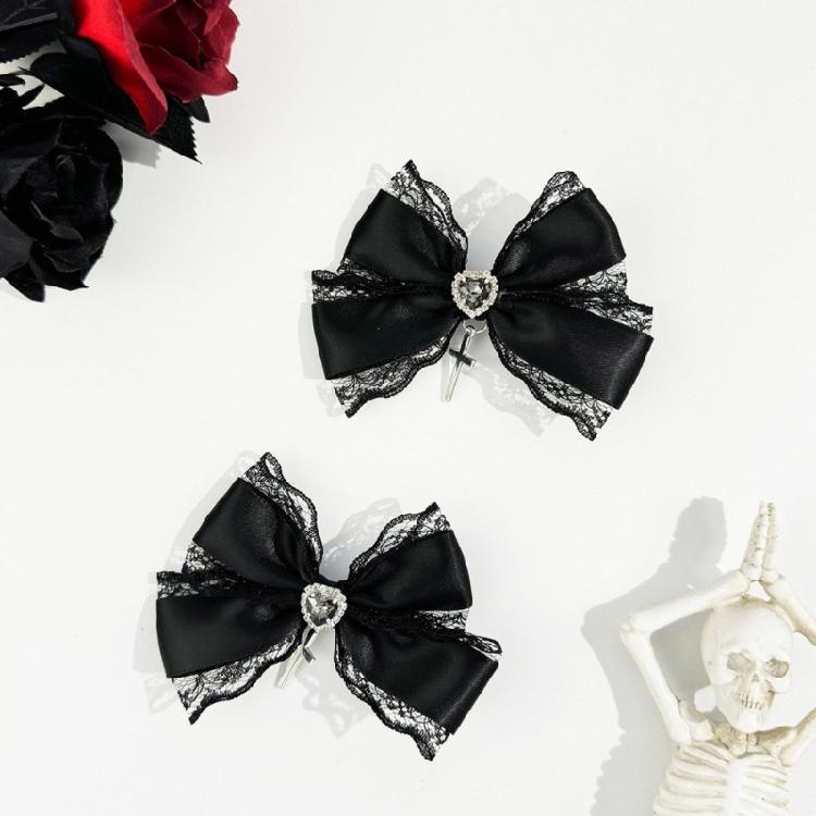 Lace Bows Hairclip Love Crosses Pattern Barrettes Multifunctional Halloween Hair Pin Accessories for Girls