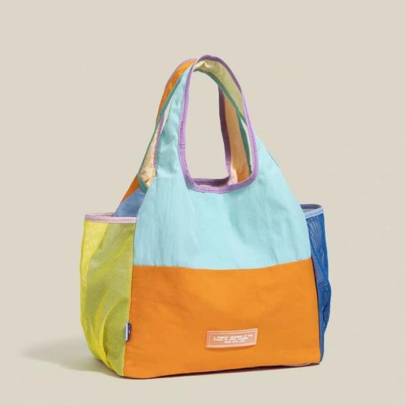 Dopamin-Farbblock-Nylon-Tragetasche mit faltbarem Design für den täglichen Gebrauch