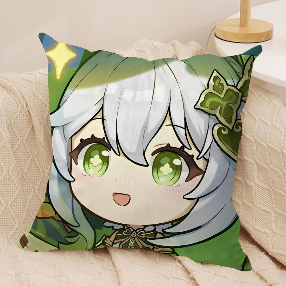 

Nahida cute Genshin Impact Cushion Cover Silky Short Plush Invisible Zipper Dustproof Sofa Pillow Case for Home Decor 30x30cm