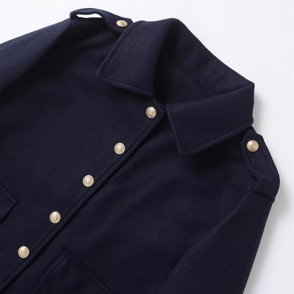 2025 Spring Women's Fashion Soft Jacket with Turn-Down Collar & Metal Button Accents