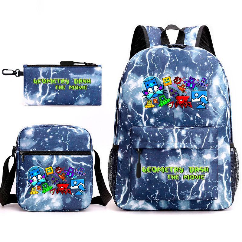 Geometry sprint game backpack geometry dash heat transfer backpack elementary school bag leisure bag