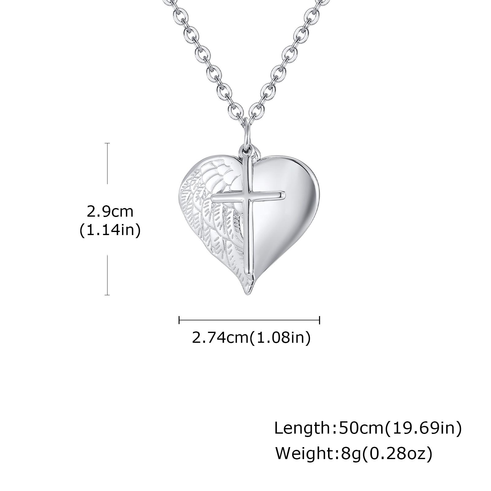 

Fashion Cross Angel Wings Heart Pendant Necklace for Men Women Stainless Steel Creative Waterproof Jewelry Gift
