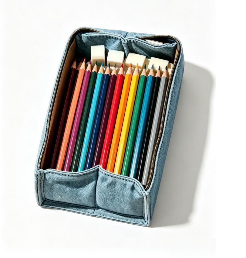 Large Capacity Cross-border Denim Pencil Case with Handle