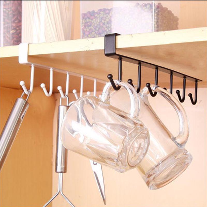 Hanging Rack Holder Hook Organizer Cup Towel Storage For Cupboard Kitchen Cabinet