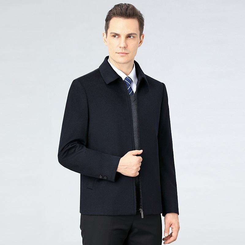 Men's Cashmere Woolen Coat, Middle-aged and Elderly Autumn and Winter New Dad Wear Lapel Thick Jacket
