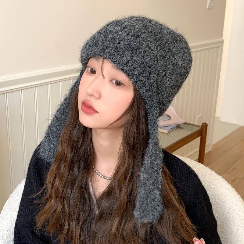Korean Version of Autumn and Winter New Hat for Women Rabbit Wool Knitted Wool Hat Solid Color Versatile Winter Warm Ear Protection Hat Trendy