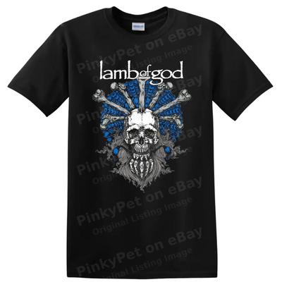 Lamb Of God Skull Bones Metal Rock T Shirt Distressed Graphic Tee