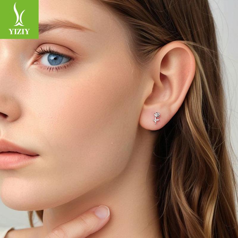 Smart Three-Dimensional Rose Stud Earrings For Women'S Romantic Valentine'S Day S925 Sterling Silver Stud Earrings.