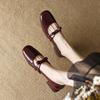 Mode Französisch Retro Niedriger Absatz Dicke Schleife Mary Jane Schuhe Damen 2025 Frühling und Herbst Neu Lackleder Flache Pumps Einzelne Schuhe