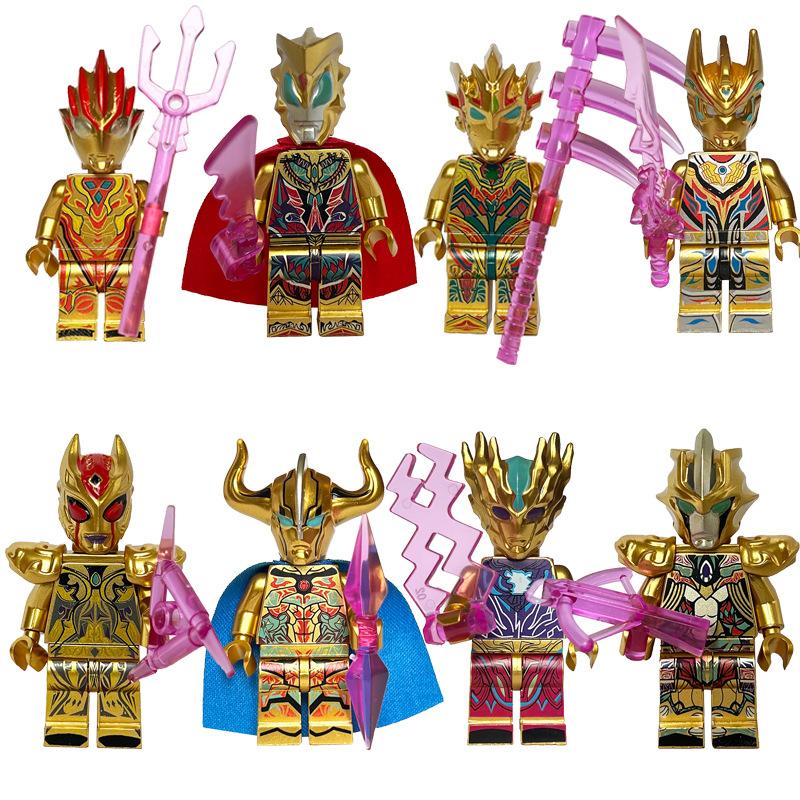 Goldener Krieger Anzug Baustein Puppe Puzzle Kinder Zusammenbau Spielzeug